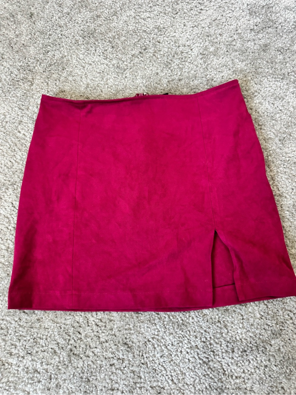 Women's Fuchsia Mini Skirt with Front Slit